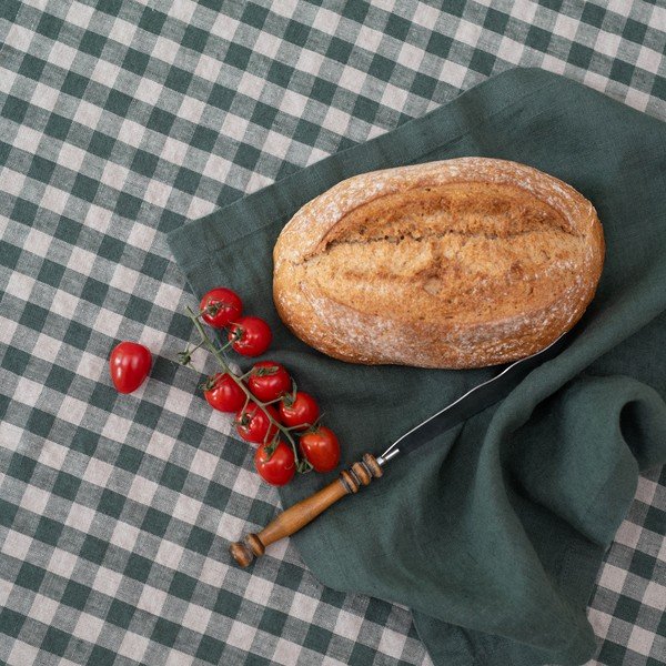 Strofinaccio in lino 45x65 cm Forest Green Gingham – Linen Tales-image-1