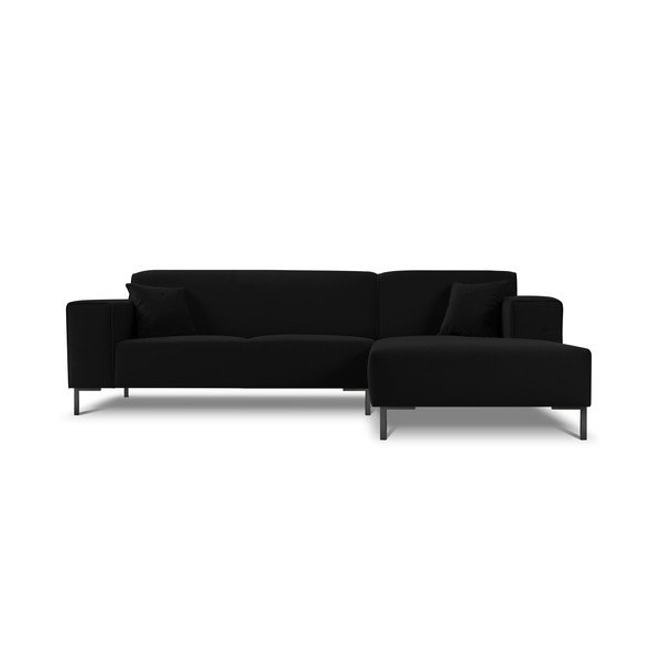 Černá sametová rohová pohovka Cosmopolitan Design Siena, pravý roh-image-3