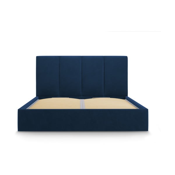 Letto matrimoniale imbottito blu scuro con contenitore con griglia 160x200 cm Juniper - Mazzini Beds-image-2