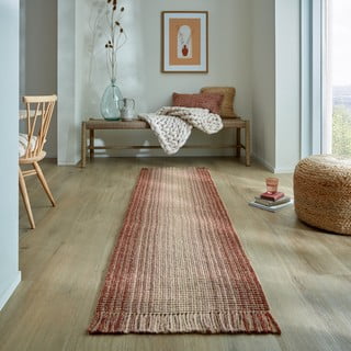 Passatoia rossa in misto iuta reversibile/tessuta a mano 60x230 cm Jute Ombre Red – Flair Rugs