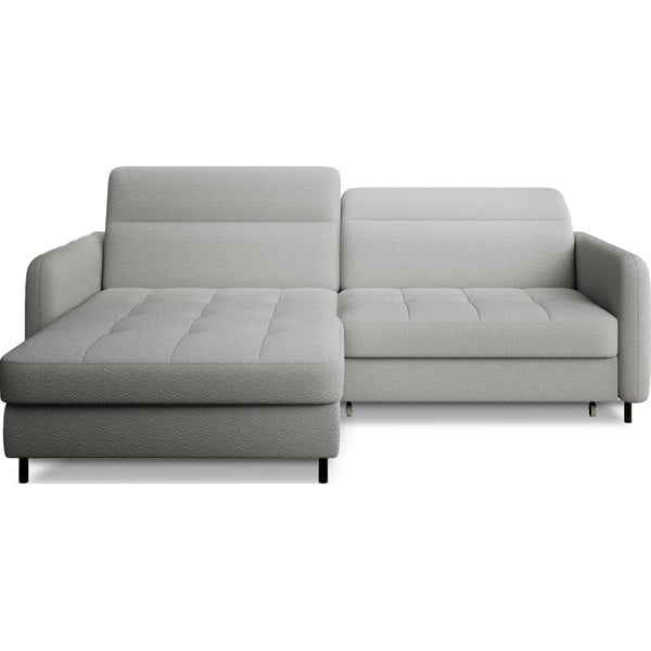 Divano angolare grigio allungabile/con contenitore (con penisola a sinistra/con chaise lounge) e rivestimento in bouclé Gomsi – ELTAP