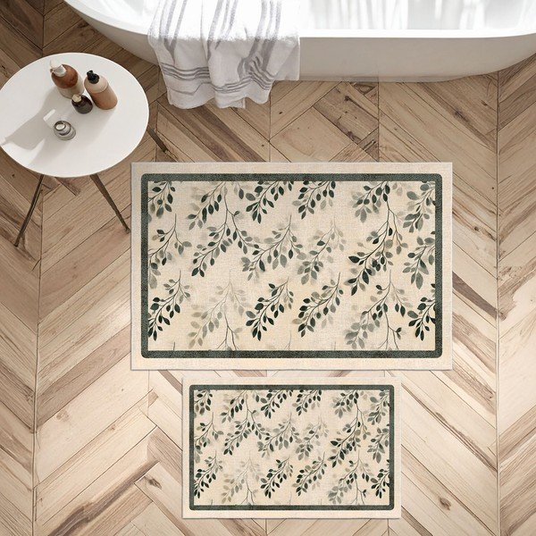 Set di tappetini per il bagno beige 2 pz 60x100 cm – Foutastic-image-4