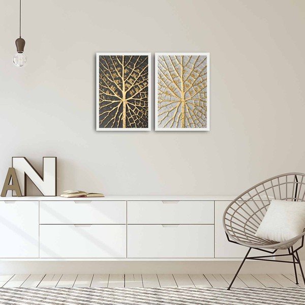Pittura in due parti Foglie di casa, 72 x 50 cm - Alpha Wall-image-1