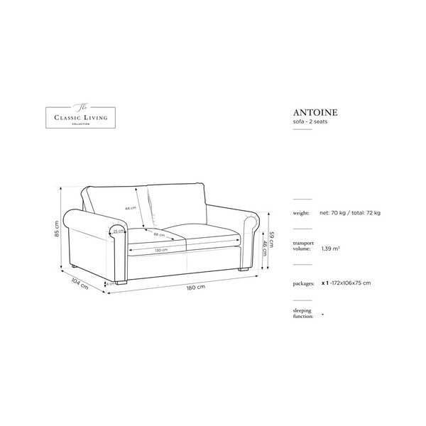 Tmavě šedá pohovka Windsor & Co Sofas Hermes, 104 cm-image-1