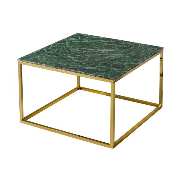 Tavolino con base dorata e piano in marmo verde Accento - RGE-image-1