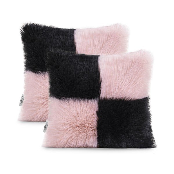 Set di 2 federe Nancy Black Lightpink, 45 x 45 cm - AmeliaHome