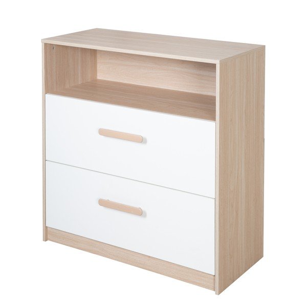 Cassettiera per bambini bianca/di colore naturale con effetto rovere con fasciatoio 88x98x75 cm Cabane – Roba-image-3