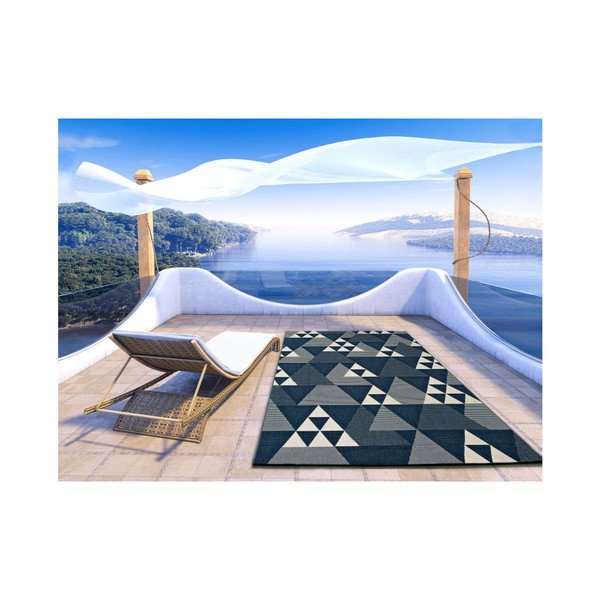 Tappeto blu per esterni Triangoli, 140 x 200 cm Clhoe - Universal-image-2