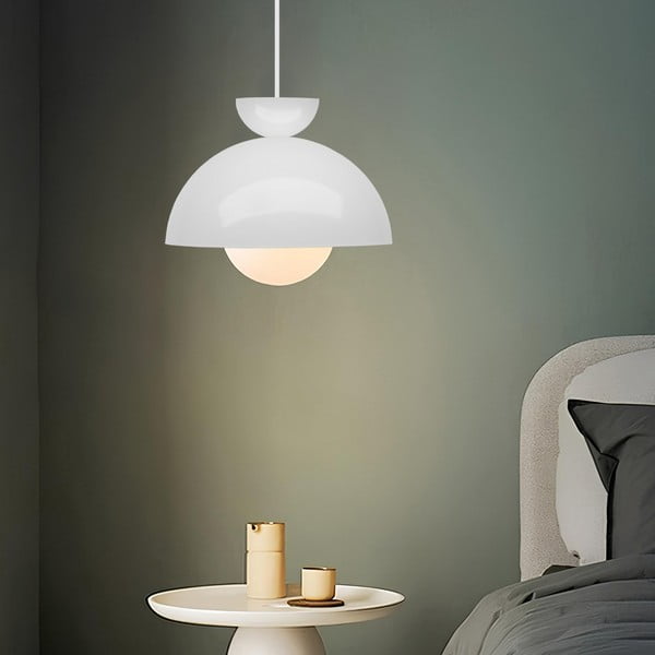 Lampadario bianco con paralume in metallo ø 25 cm Arta – Opviq lights-image-1