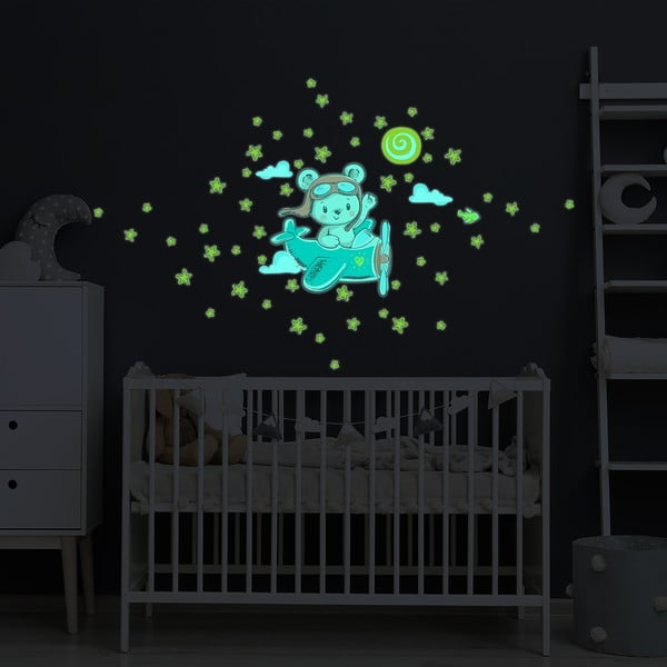 Adesivo murale per bambini 30x25 cm Pilot Bear - Ambiance-image-4