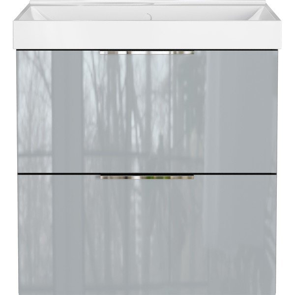 Mobile da lavabo grigio lucido da appendere 61x65 cm Celano – Germania-image-3