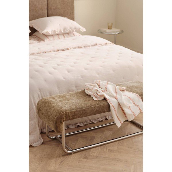 Panchina marrone in metallo/in imbottito con rivestimento in ciniglia Mindy – Ellos Home-image-1