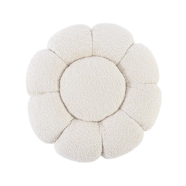 Poggiapiedi color crema con rivestimento in bouclé Florel – Bizzotto-image-2