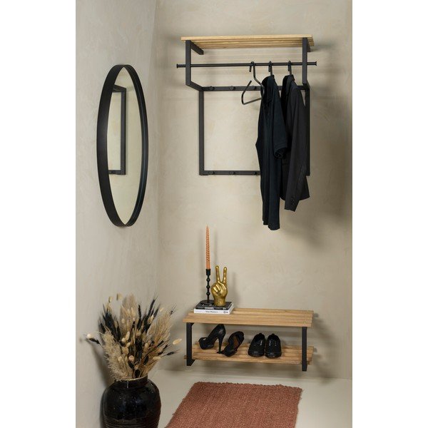 Attaccapanni da parete nero/di colore naturale in metallo con scaffale 76 cm Rizzoli – Spinder Design-image-1