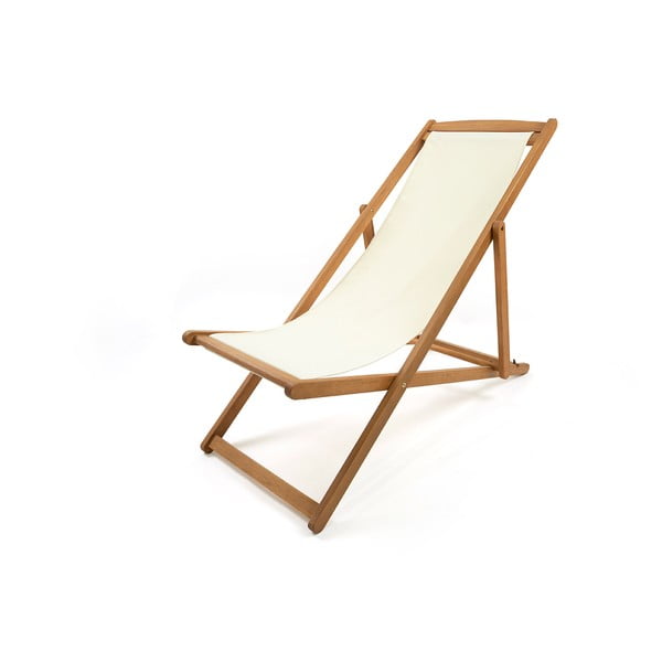 Sdraio da giardino pieghevole beige in legno di acacia Deck - Bonami Essentials-image-3