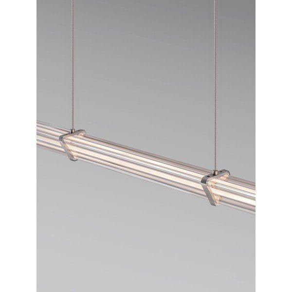 Lampadario LED nero opaco/color argento opaco in metallo con paralume in vetro acrilico con intensità regolabile Pheme – Nova Luce-image-2