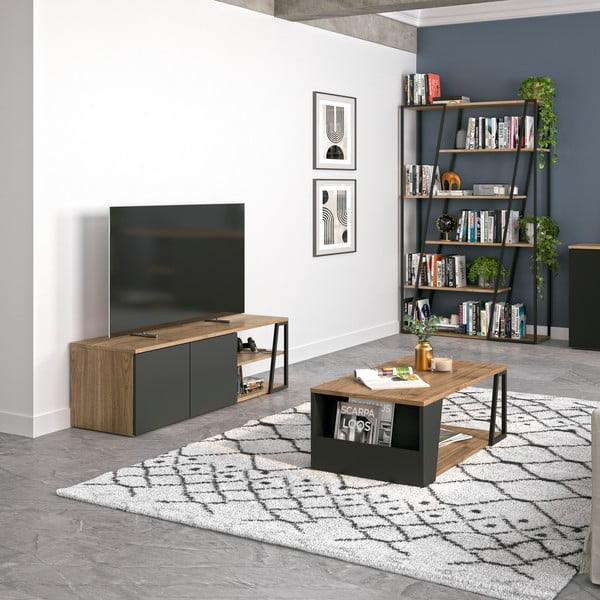 Tavolino con piano in legno di noce 100x55 cm Albi - TemaHome-image-1