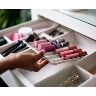 GOYADA 24 Pezzi Organizer Cassetti Divisori Contenitori in Plastica, 3 Misure Organizer Cassetti Bagno Plastica per Cassetti Scrivania,Cucina,Bagno Portaoggetti,Trucco, Bianco