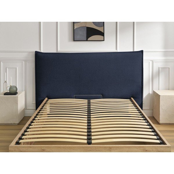 Letto matrimoniale imbottito/in truciolato blu imbottito con contenitore con rete inclusa 180x200 cm Charlie – Bobochic Paris-image-4