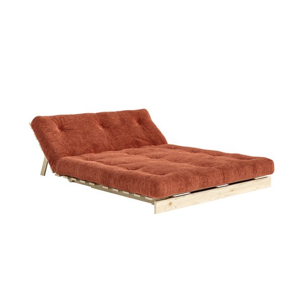 Divano color terracotta allungabile con rivestimento in velluto a coste 140 cm Roots – Karup-image-4