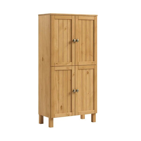 Mobile per bagno colore naturale chiaro in pino massiccio alto 62x125 cm Calle – Støraa-image-4