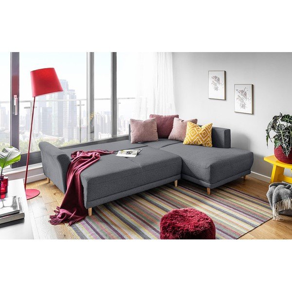 Divano letto angolare grigio scuro, angolo destro Lovely Annie - Miuform-image-3