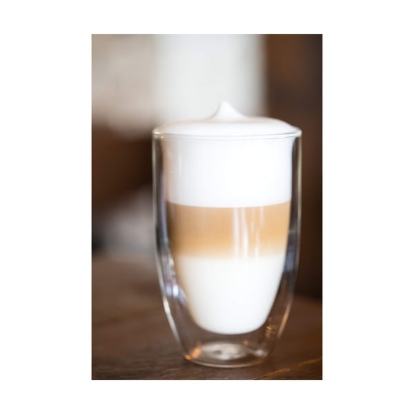 Tazze in set con parete doppia/da latte in vetro 6 pz 350 ml – Vialli Design-image-2