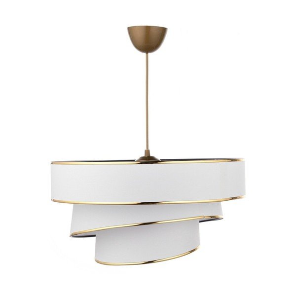 Lampadario bianco/dorato con paralume in tessuto ø 40 cm Couper – Opviq lights