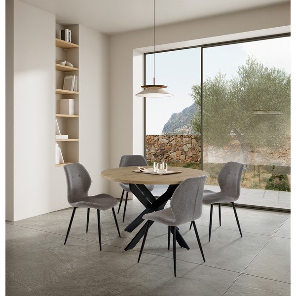 Sedie da pranzo in set grigio chiaro in imbottito 4 pz Ansu – Marckeric-image-1