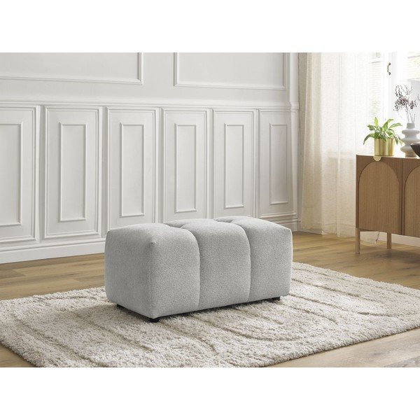 Poggiapiedi grigio chiaro con rivestimento in ciniglia Roxelane – Bobochic Paris-image-1