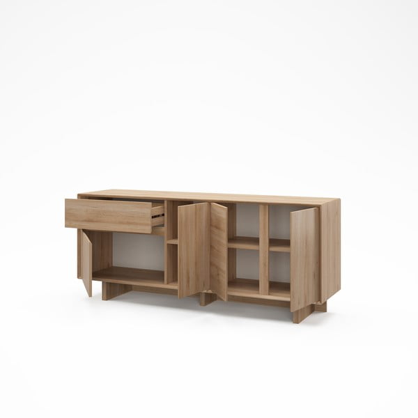 Cassettiera di colore naturale con effetto rovere 180x76x45 cm Carpi – Marckeric-image-3