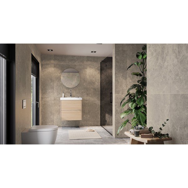 Mobile da lavabo di colore naturale con effetto rovere da appendere 61x65 cm Bodera – Germania-image-2