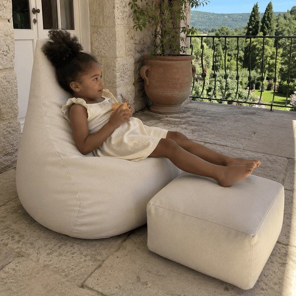Pouf a sacco per bambini color crema Outzy – Meowbaby-image-1