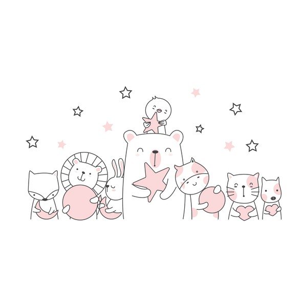 Adesivo murale per bambini Star Guardian Animals, 90 x 60 cm - Ambiance