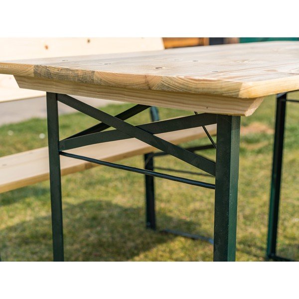 Set da pranzo da giardino in legno massiccio in colore naturale per 4 persone - Happy Green-image-2