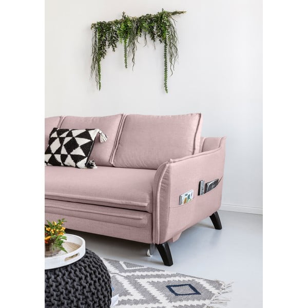Divano letto angolare rosa cipria, angolo sinistro Charming Charlie - Miuform-image-4