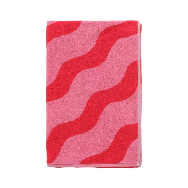 Asciugamano rosso/rosa in cotone 90x150 cm Waves – Jotex