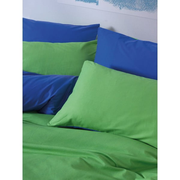Set copripiumino e federa verde/blu in cotone renforcé per letto matrimoniale/per letto esteso con lenzuolo incluso/4 pezzi 200x220 cm Sage – Mijolnir-image-2