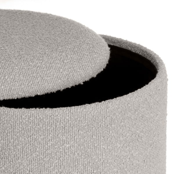 Set di poggiapiedi grigio chiaro con rivestimento in bouclé 2 pz – Casa Selección-image-1