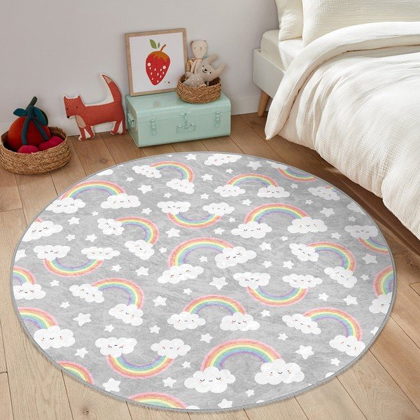 Tappeto grigio per bambini ø 120 cm Comfort - Mila Home-image-2