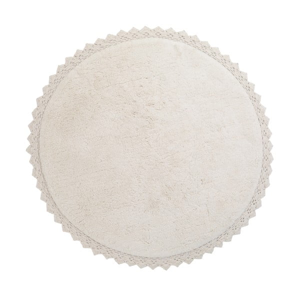 Tappeto in cotone bianco panna fatto a mano, ø 110 cm Perla - Nattiot