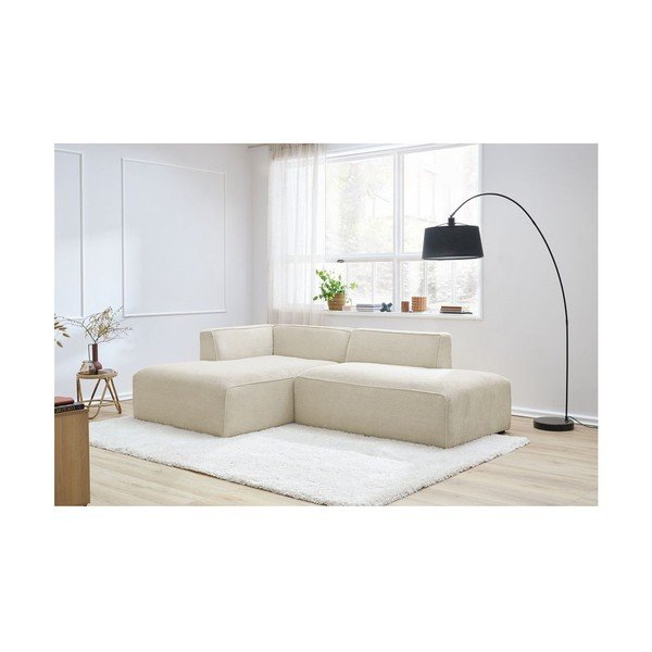 Divano angolare componibile beige (penisola a sinistra/a L) con rivestimento in velluto a coste Megeve – Bobochic Paris-image-3