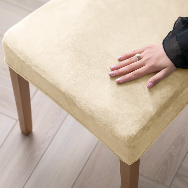Set di coprisedia beige con rivestimento elastico per sedie 4 pz 48 cm Sento – Restilo-image-1