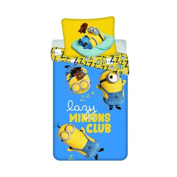 Set copripiumino e federa da bambini giallo/blu in cotone per letto singolo 140x200 cm Mimoni Lazy Club – Jerry Fabrics
