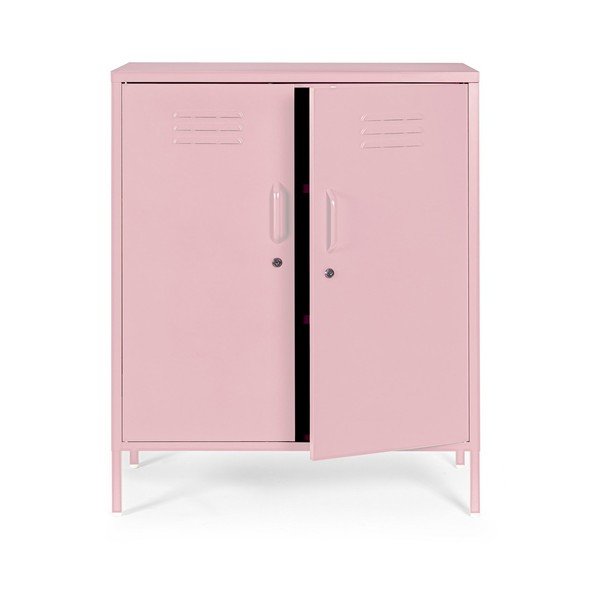 Armadietto rosa chiaro in metallo con chiusura a chiave 80x101,5x40 cm Cambridge – Yes Everyday-image-1