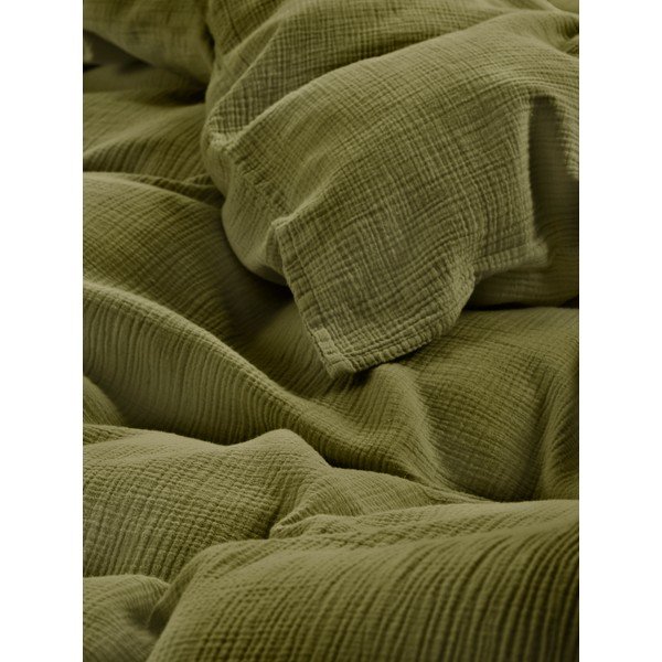 Set copripiumino e federa color kaki in mussola per letto singolo 140x200 cm Amilia – Jotex-image-2