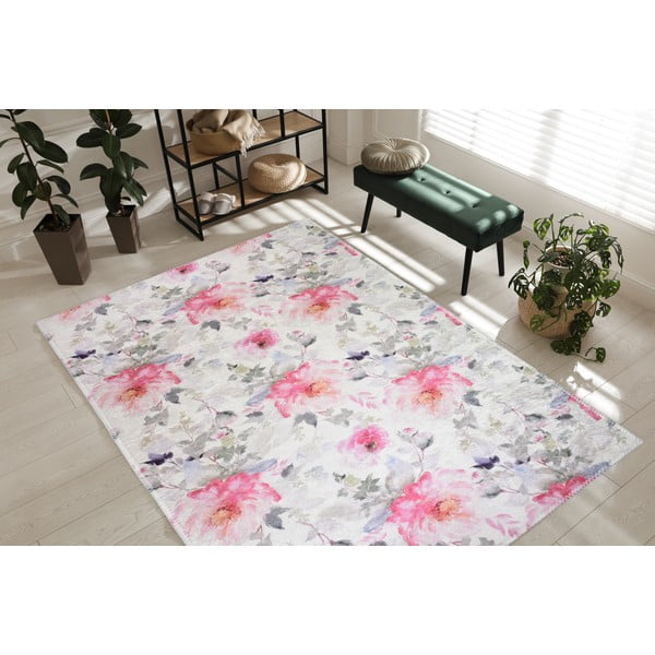 Tappeto rosa e avorio lavabile 60x100 cm Pink Garden – Vitaus-image-1