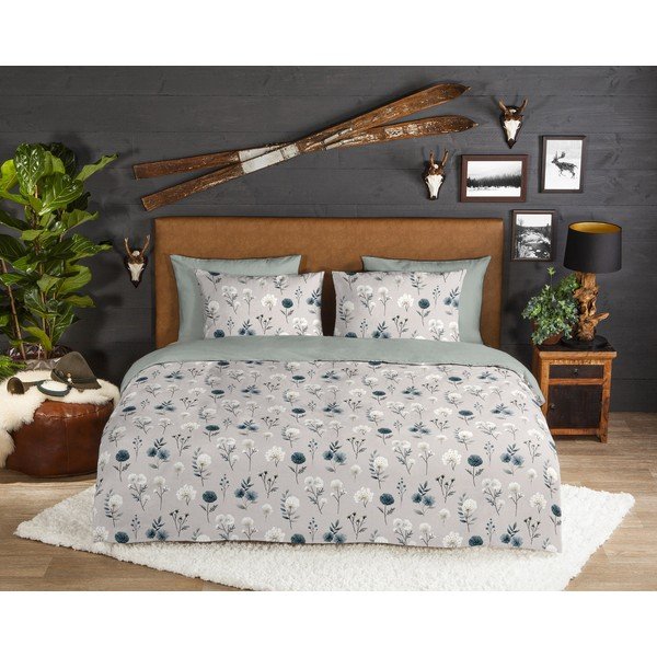 Set copripiumino e federa grigio in flanella per letto singolo 140x200 cm Gioia – Good Morning-image-1