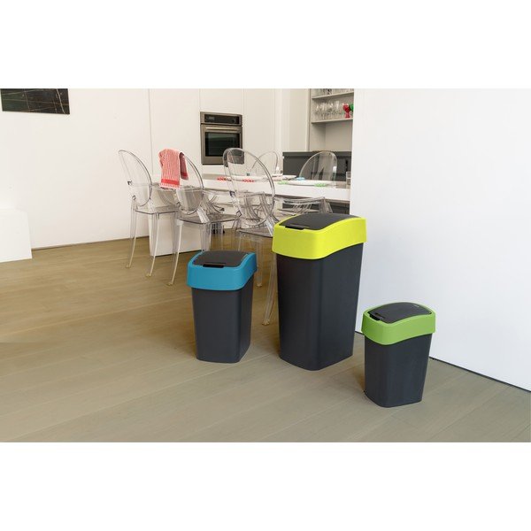 Cestino per la spazzatura nero/blu in plastica per raccolta differenziata 9 l Flip Bin – Curver-image-1
