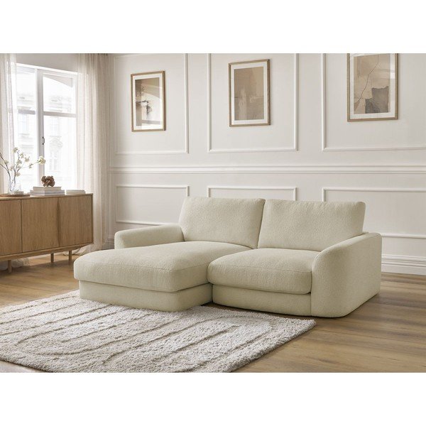 Divano angolare beige (con penisola a sinistra/con chaise lounge) con rivestimento in bouclé Leonore – Bobochic Paris-image-4